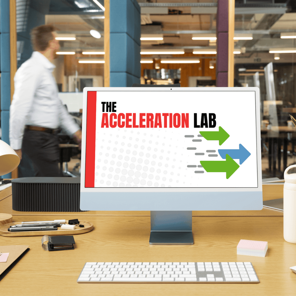 the acceleration lab on a computer sitting on a desk