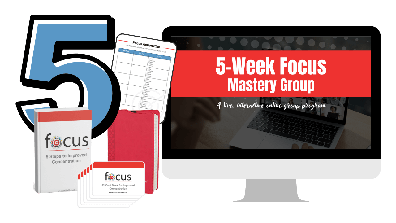 5 Week Focus Mastery Group with Focus Book, card deck, journal and Focus Action Plan