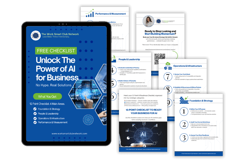 Unlock The Power of AI for Business mockup with pages spread by a tablet